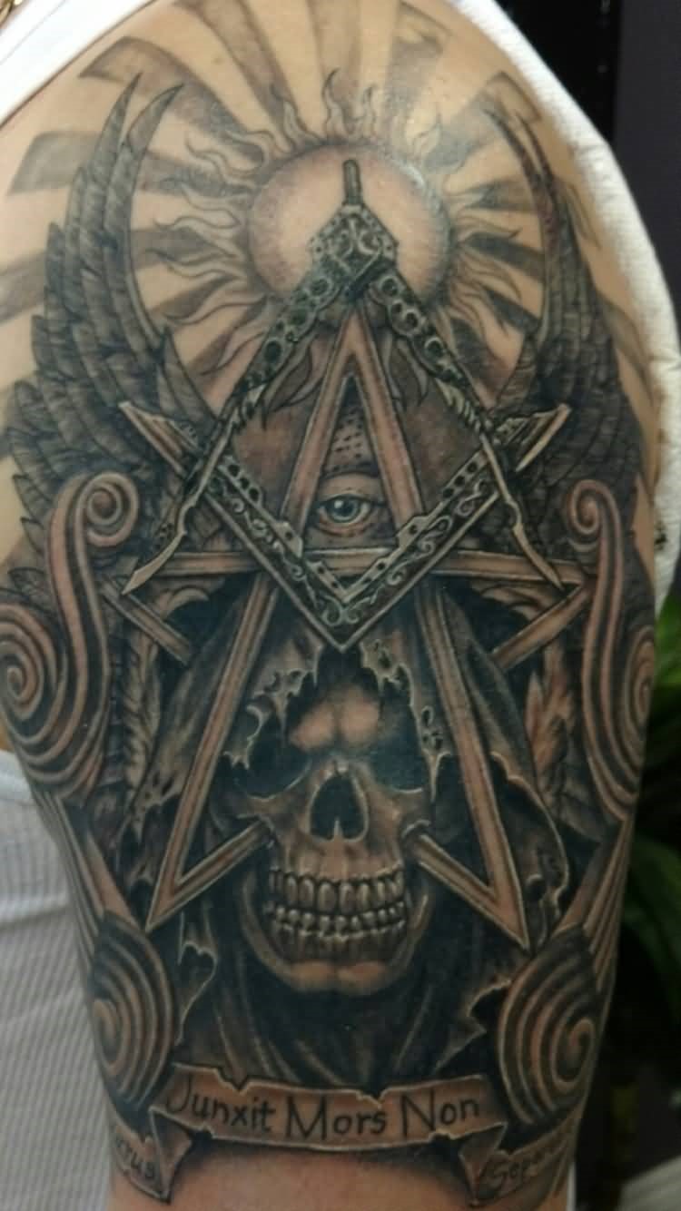 Pentagram-Skull-Masonic-Tattoo-On-Left-Half-Sleeve.jpg Pentagram-Skull-Masonic-Tattoo-On-Left-Half-Sleeve.jpg