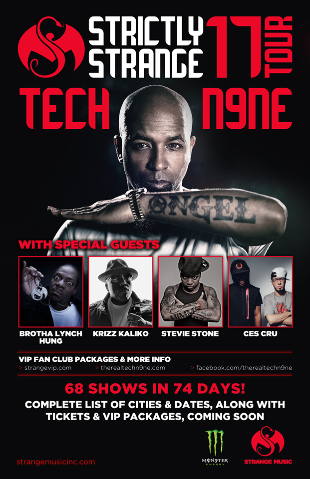 Tech N9ne announces “Strictly Strange 17” Tour (ft. Brotha Lynch